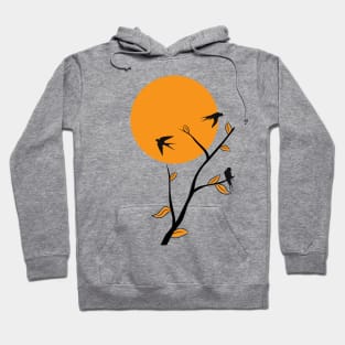 Silhouette of a bird at sunset v2 Hoodie